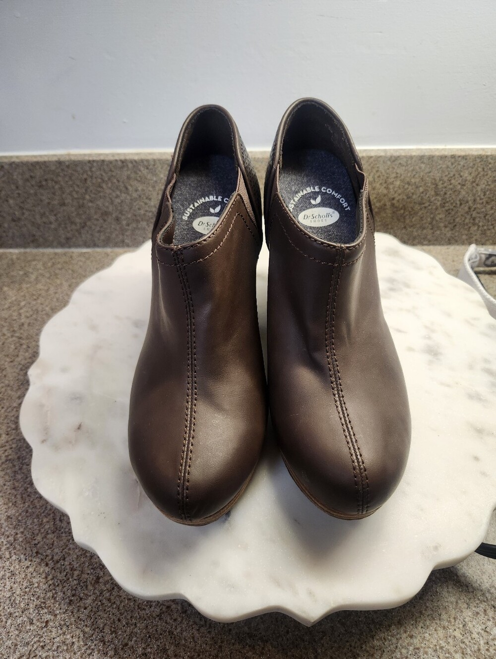 Dr. Scholl's Dark Brown Leather Ankle Clog Booties